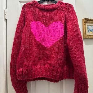 Gogo Sweaters Red Pullover with Pink Heart